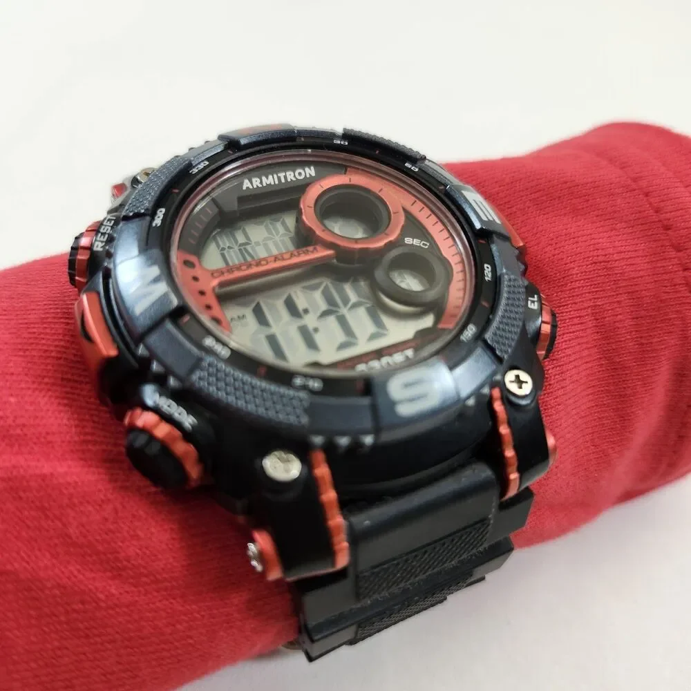 Armitron Sport Digital Chronograph Watch Mens Works Month Day Date Alarm